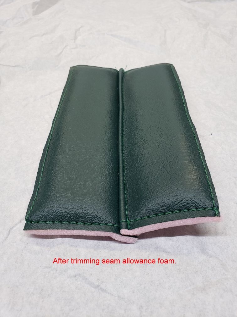Top stitched - seam allowance foam trimmed
